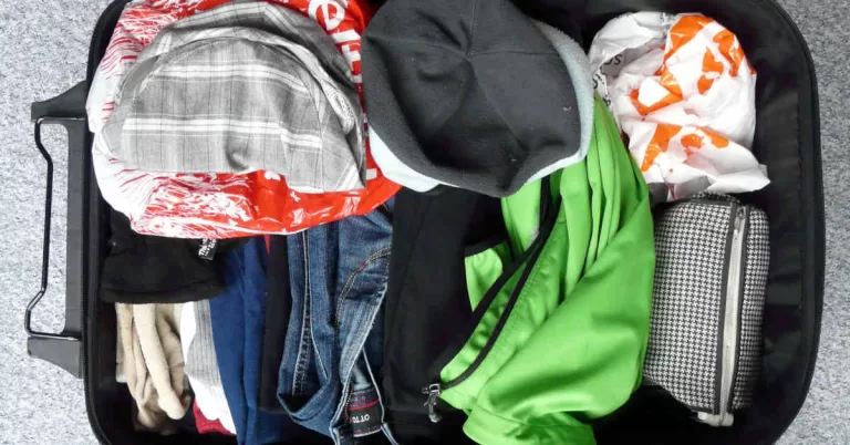 Opened packed suitcase