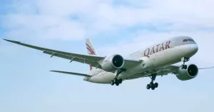 Qatar Airways plane flying