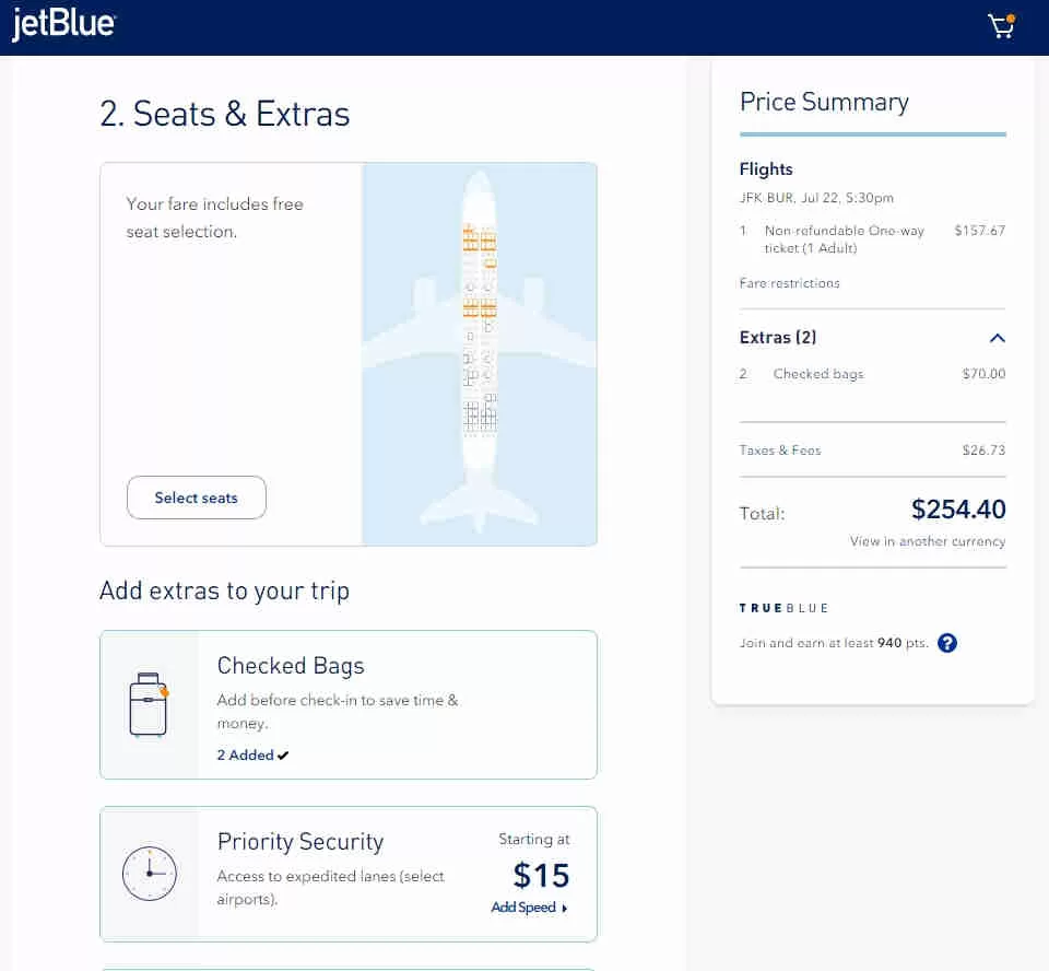 Jetblue bags online