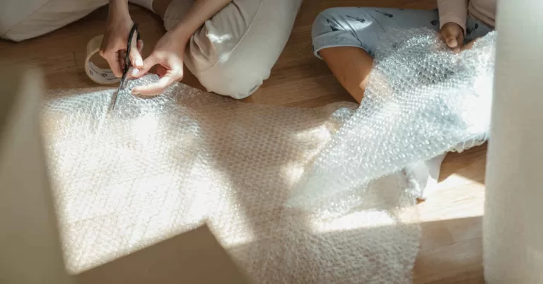 Plastic wrap being cut up