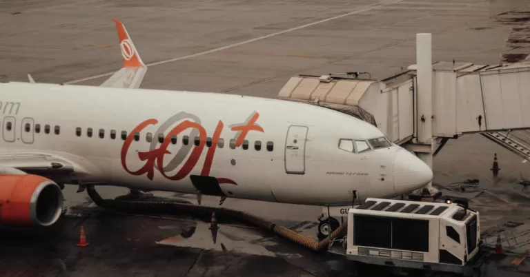 Passenger boarding bridge on a GOL Airlines plane