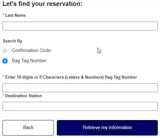 Find JetBlue reservation by bag tag number