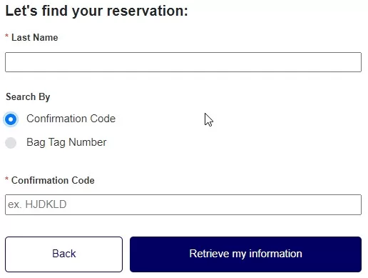 Find JetBlue reservation by confirmation code